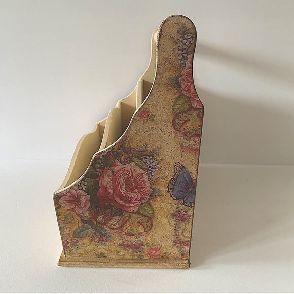 Vintage Style Wooden Country Shabby Chic 3 Slot Letter Holder Organizer - Picture 2 of 8